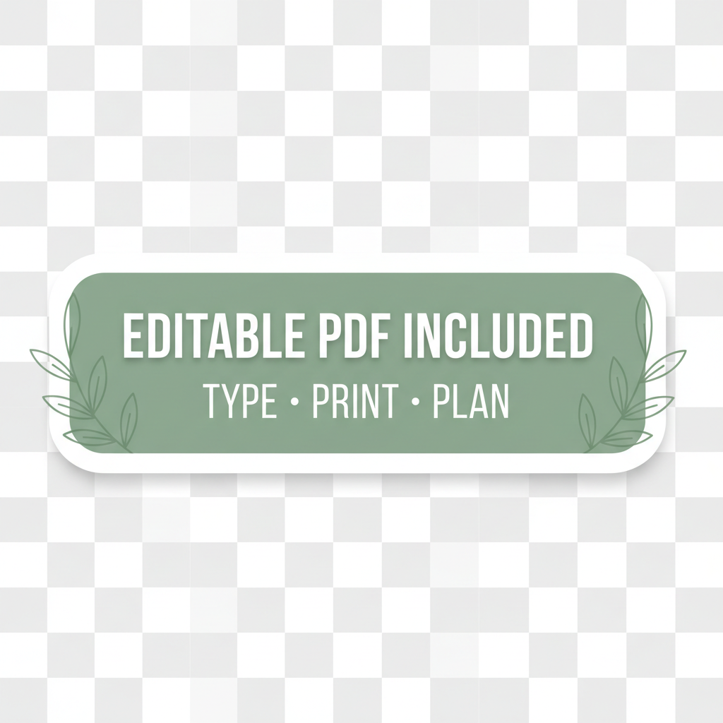 EDITABLE PDF INCLUDED - TYPE • PRINT • PLAN badge