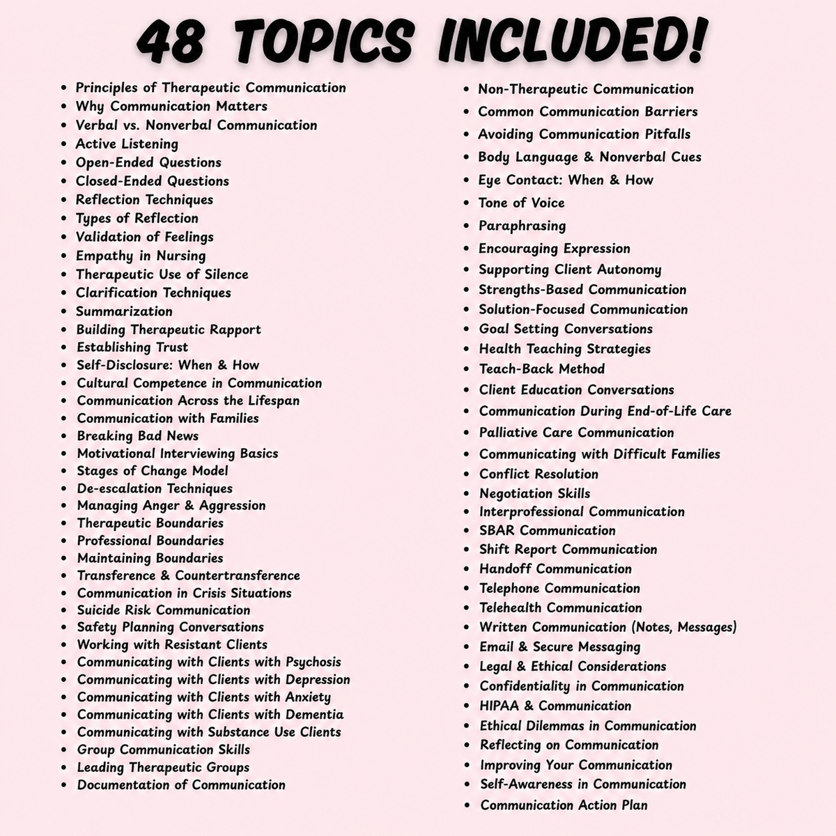 Therapeutic Communication Survival Guide. More than 14 pages of Digital Download PDF