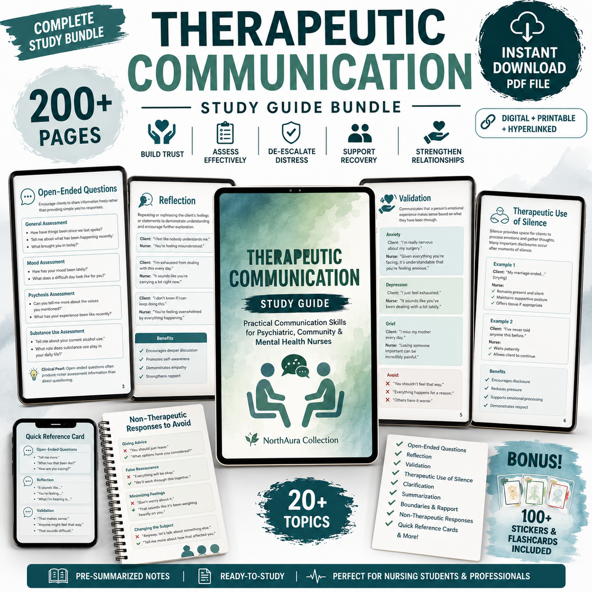Therapeutic Communication Survival Guide. More than 14 pages of Digital Download PDF